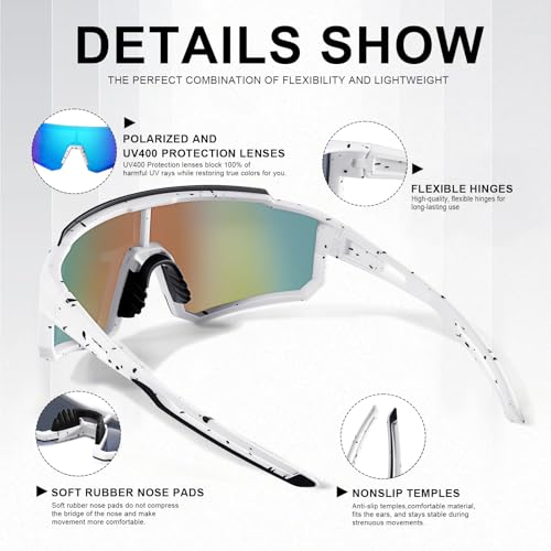 TURBOPEP Polarized Sports Sunglasses for Men and Women,Fishing Cycling Mountain Bike Baseball Sunglasses with UV Protection