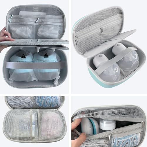 Wearable Breast Pumps Carrying Bag, Hard Shell Case with Removable Tray, Watertight Breast Pump Storage Bag Compatible wit...