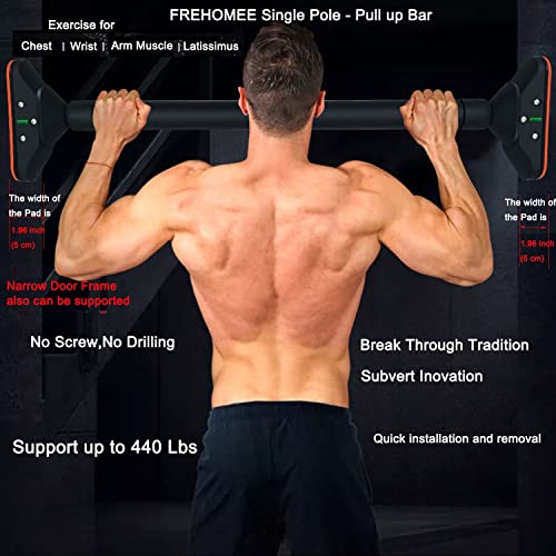 FREHOMEE Pull Up Bar for Doorway,Chin Up Bar for Body Workout,Narrow Pads,Home Gym Exercise Fitness with Level Meter and A...