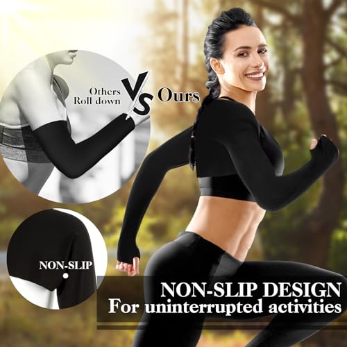 DSLSQD 2 Pack Cooling Shawl Arm Sleeves Sun Sleeves for Women UV Protection Arm Sleeve with Finger Hole for Golfing