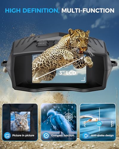 Night Vision Goggles, Night Vision Binoculars for Adults, 5000mAh Rechargeable Infrared Binoculars with 3'' Large Screen, ...