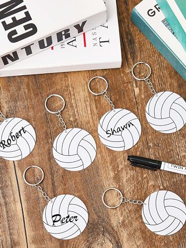 Taiyin 18 Pcs Large Size Volleyball Keychain Bulk DIY Sublimation Sports Charms Stuff Gifts Keychain for Team Party Favor...