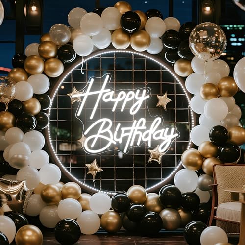 Happy Birthday Neon Sign for Wall Decor, LED Happy Birthday Light Up Sign, Dimmable LED Birthday Neon Light for Birthday P...