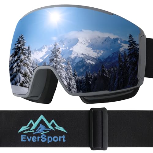 EverSport Ski Goggles, OTG Snowboard Goggles for Men Women with Magnetic Lens UV Protection and Anti Fog, Skiing Snowmobile