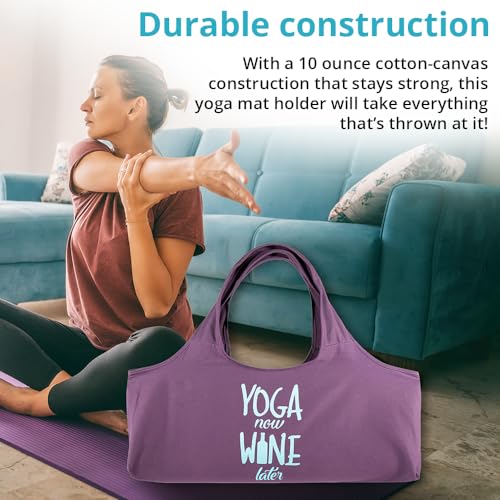 Wild Essentials Yoga Bag, Exercise, Tote, Large Carrier, Shoulder Strap, Inner Pocket, Fits Most Mats, Recycled Cotton Canvas