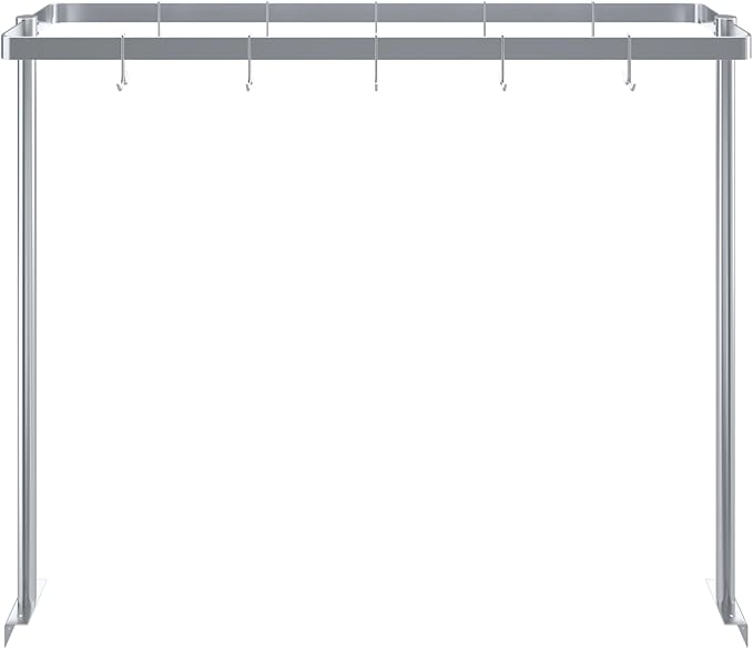 AmGood 60 in. Stainless Steel Table-Mounted Pot Rack With 8 Hooks