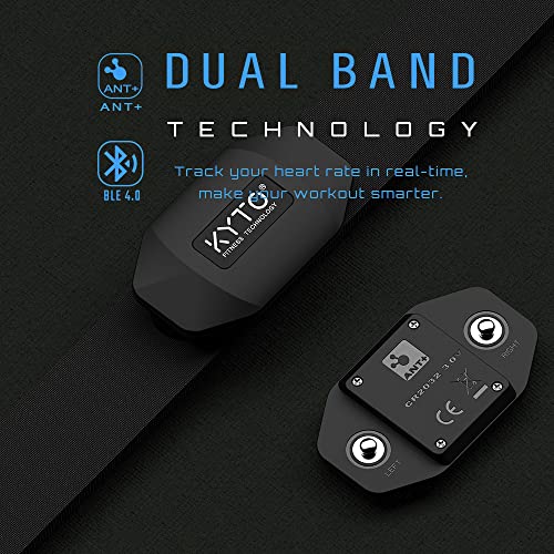 KYTO Heart Rate Monitor Chest Strap - ANT+ & Dual Bluetooth 4.0 HR Sensor Compatible with Peloton, Zwift, Garmin, Strava, ...