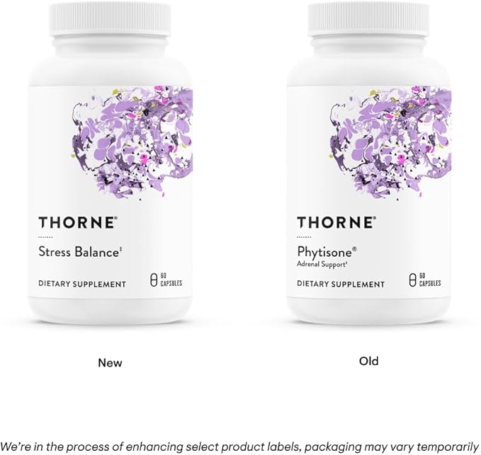 THORNE Stress Balance (Formerly Phytisone) - Adrenal Support Supplement with Vitamin C & Ashwagandha - Dairy-Free Health Support* - 60 Capsules - 30 Servings
