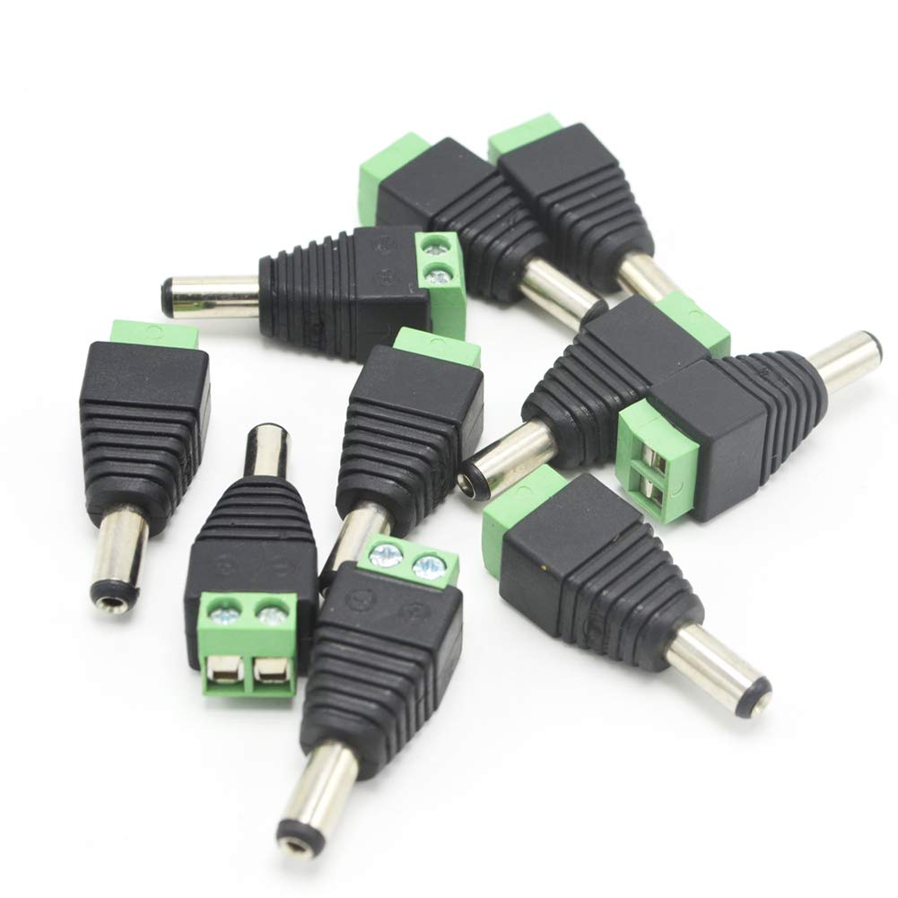 Xenocam 10 Pack 2.1Mm X 5.5Mm Male Cctv Camera Dc Power Adapter Connector