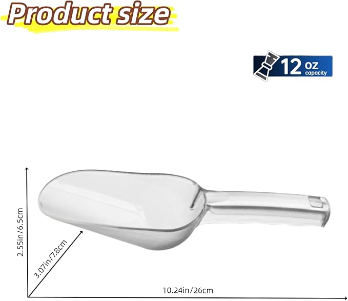 Ice Scoop,ice maker scoop,ice scoopers for ice bucket,Polycarbonate Utility Ice Scoop,12 Oz,Clear,Ergonomic Handle, Applicable to:Ice Maker,Ice Cream,Pets Food,Coffee Beans(1 pcs) M