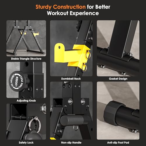 SogesPower Power Tower Pull Up Bar Station, Foldable Pull Up Dip Station Free Standing for Home Gym,Adjustable Pull Up Bar...
