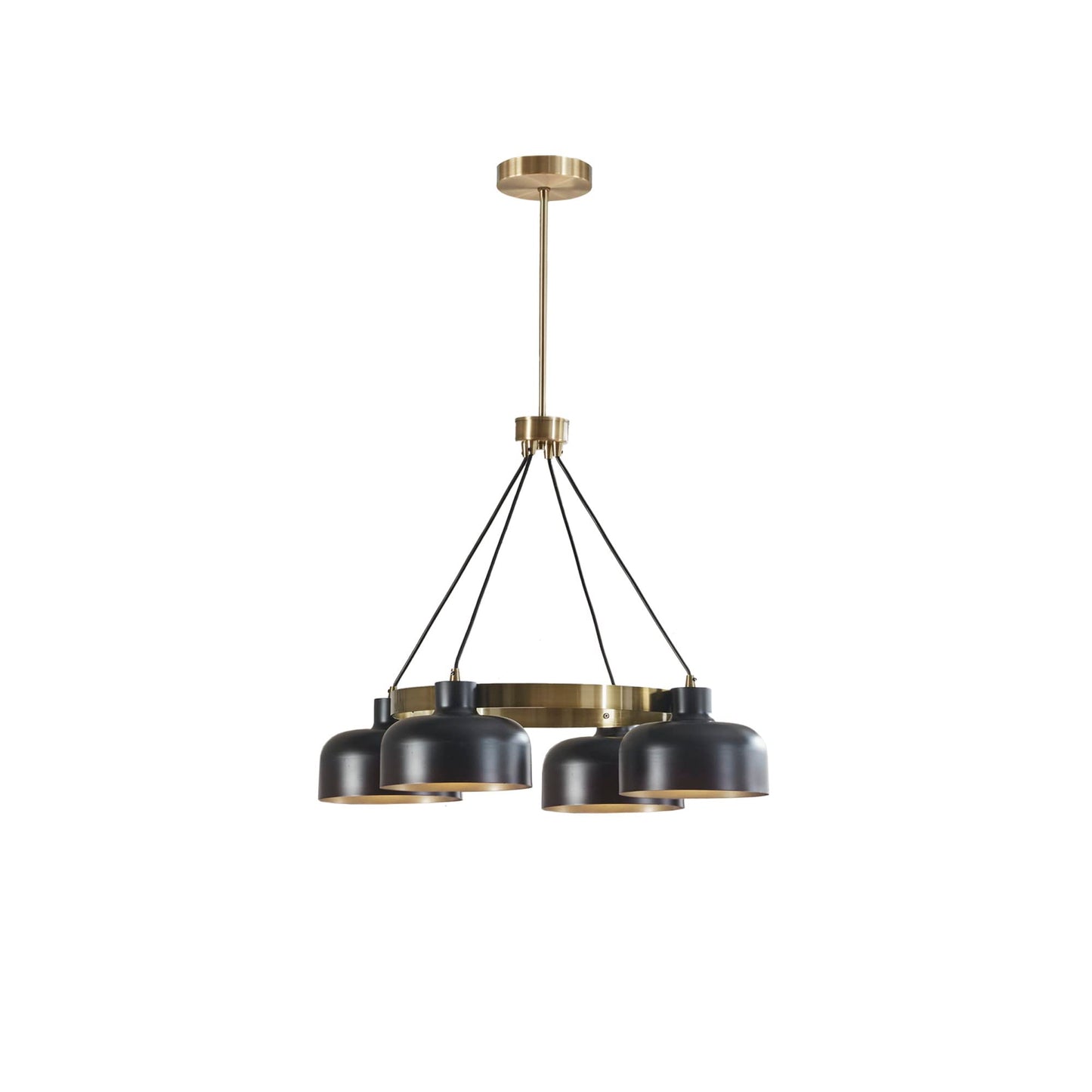 INK+IVY Abbott Chandelier, Adjustable Rod, 4 Bulbs, Iron, 28.5inDia x 26.5inH-50.5inH, Black/Gold, Model