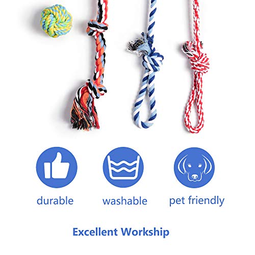 Fida Dog Rope Toys 4 Pack, Puppy Teething Sturdy Cotton Chew Tug Ropes Indoor/Outdoor, Exercise Interactive Tug O'War Toys...