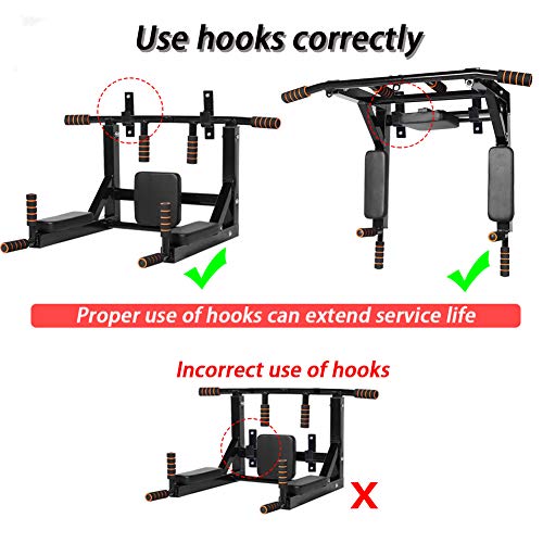 NEWAN Pull Up Bar Wall Mounted Chin Up Bar Multi-Grip Full Body Strength Training Workout Dip Bar,Power Tower Set Support ...