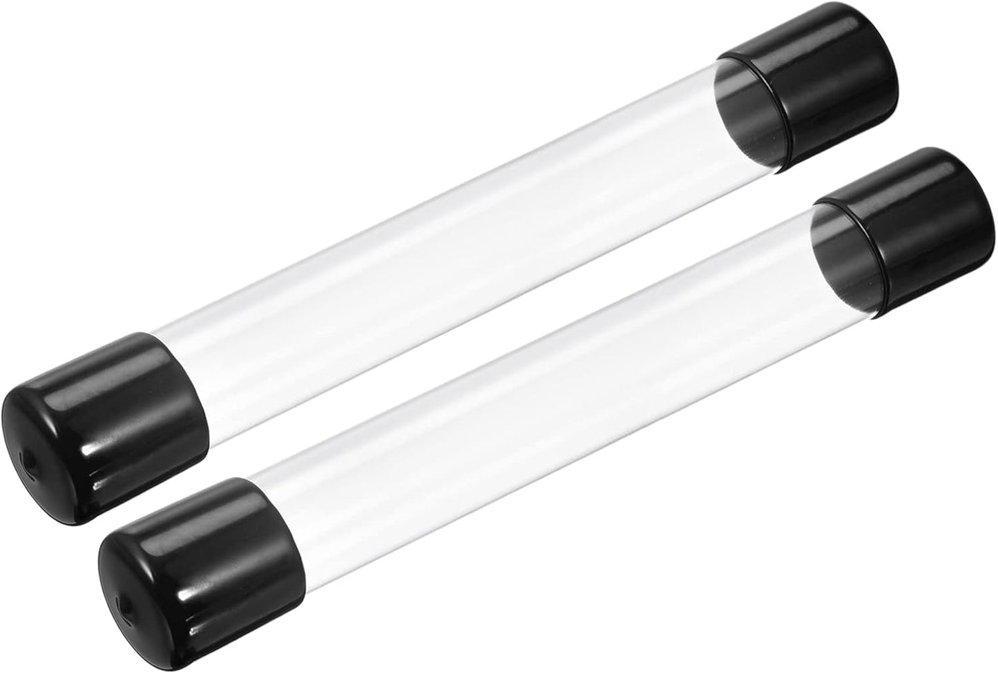PATIKIL Clear Rigid Tube Round Plastic Tubing with Black Rubber Caps Polycarbonate Water Pipe, 305mm/ 12 Inch Length, 26mmx28mm/1.02"x1.1", 2 Set