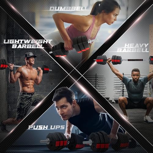 Yes4All Upgraded 44lbs/66lbs Pair Adjustable Weights Dumbbells Set, Free Weights Dumbbells Set with Connector, Cement Mixture