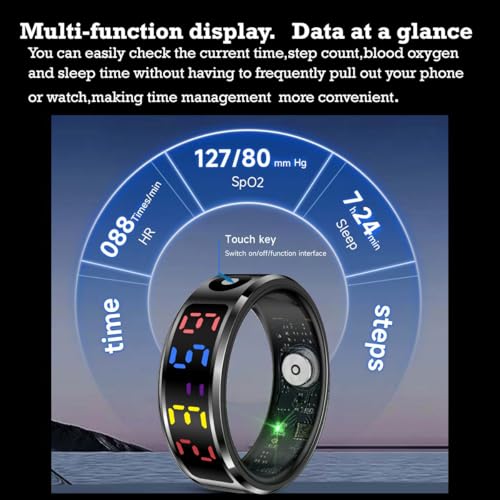 DJ.KEKAO Smart Ring with Color Screen|Track Heart Rate, Sleep, Blood Oxygen,Steps |Power|Display| Short-Form Video/Remote ...