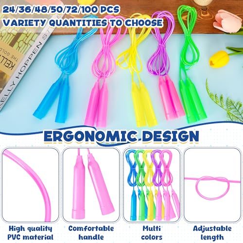 Jump Ropes for Kids, Colorful Jump Ropes for Kids Bulk, Adjustable Skipping Ropesfor Boys Girls, Tangle-Free Plastic Jumpi...