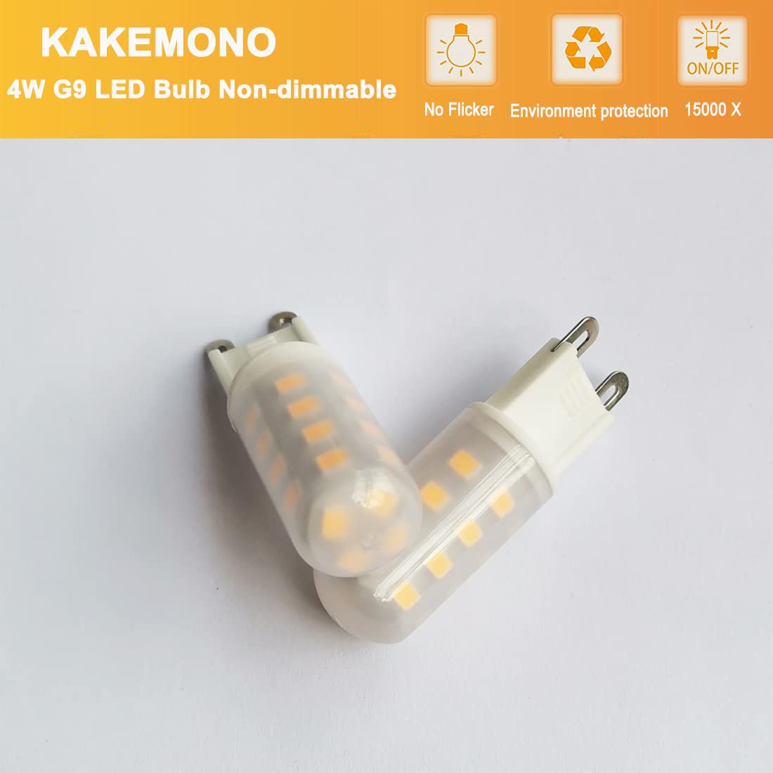 Kakemono G9 Led Bulb 4W  40 Watt T4 G9 Halogen Equivalent 120V Chandelier Lighting Non-Dimmable  Soft Warm White 2700K  8 Pack