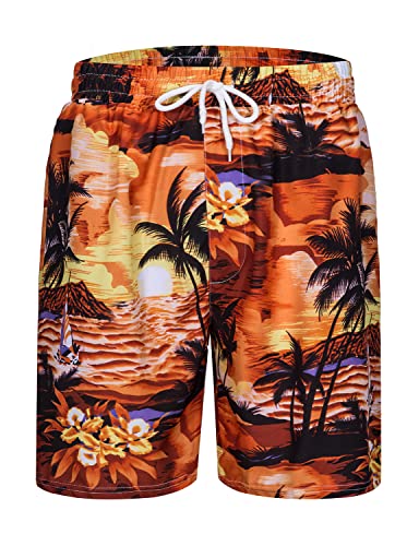 TUNEVUSE Mens Hawaiian Short Sleeve Shirt Suits Flower Print Suits Tropical 2PC Sets Button Down Shirts and Shorts Outfit