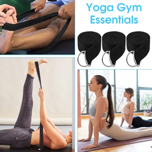 12 Pcs Yoga Strap 6Ft Exercise Stretch Bands for Flexibility with Adjustable Metal D Ring Buckle Loop Stretch Strap Non El...