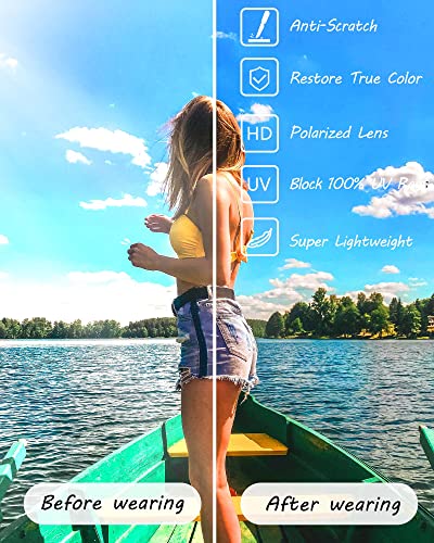 Myiaur Polarized Sunglasses for Women, Square Mirrored Trendy Shades with UV Protection Reduce Glare Sun Glasses