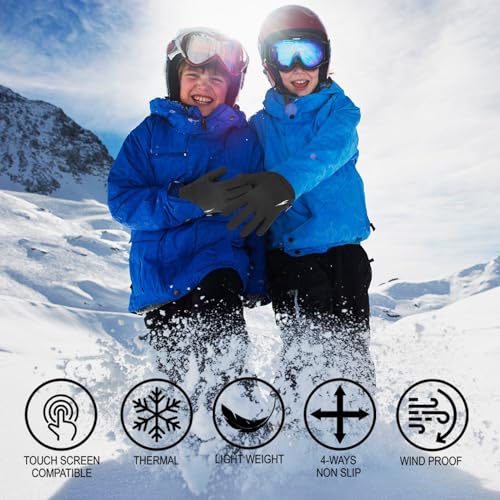 WESTWOOD FOX Kids Winter Gloves Anti Slip Thermal Gloves Touch Screen Fleece Breathable Childrens Gloves Windproof Boys Gi...