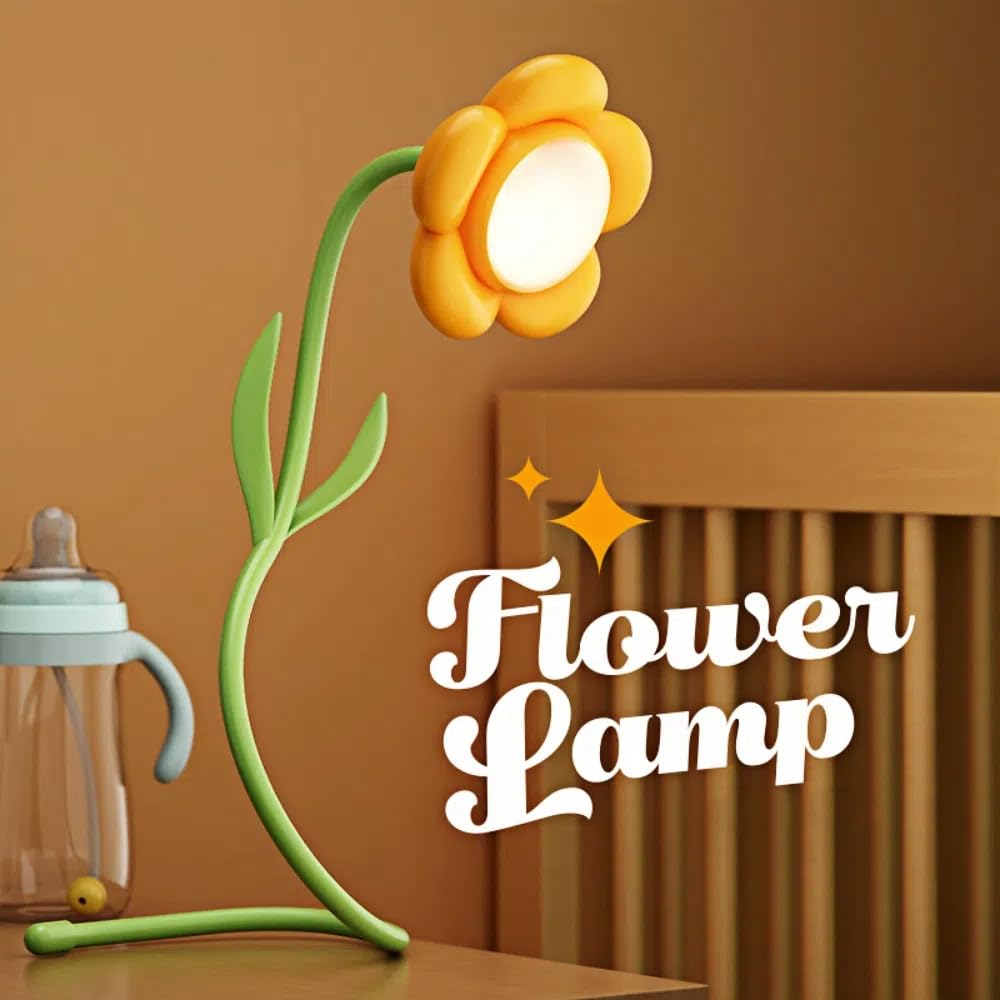 Magical Jd Birthday Gifts For Women Sunflower Flower Lamp Rechargeable Cordless Led Reading Light 3-Colour Infinitely Dimming Small Night Light For Festival Gifts For Mom Girlfriend Grandma (Yellow)