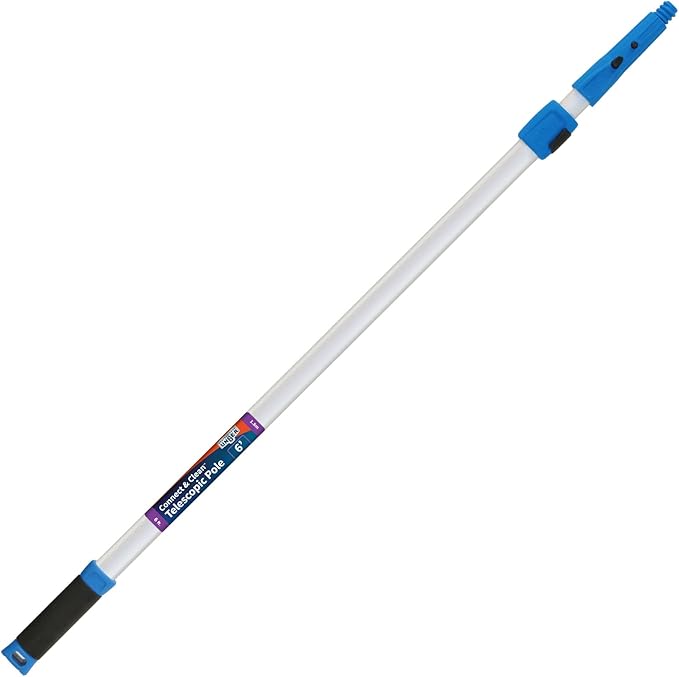 Unger Professional Connect & Clean 3’-6’ Aluminum Telescopic Extension Pole with Locking Cone & Quick-Flip Clamp – Compati...