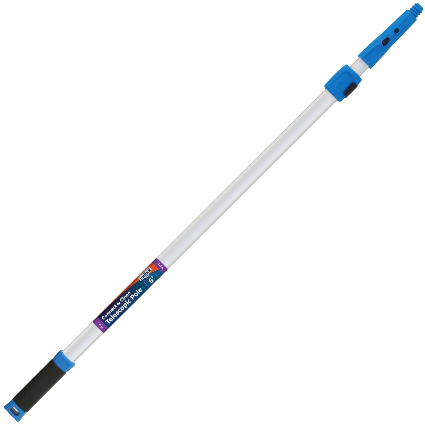 Unger Professional Connect & Clean 3’-6’ Aluminum Telescopic Extension Pole with Locking Cone & Quick-Flip Clamp – Compatible with Cleaning Tool Attachments, Window Cleaning & Dusting Tool