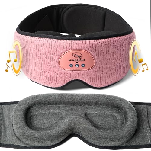 Mindsight DriftBand Sleep Mask with Bluetooth Headphones | Blackout Eye Mask with Memory Foam | Breathable Plush Fabric | Ultra-Thin Adjustable Speakers | Built for Sleep & Travel | Easy to Spot Clean