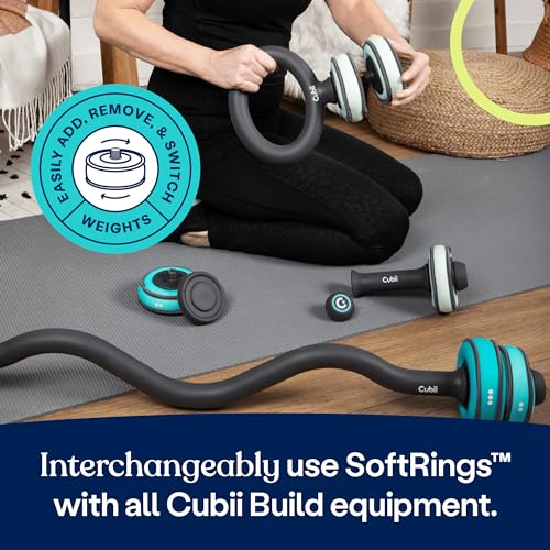 Cubii Build Adjustable Dumbbell Set - Includes Two Adjustable Hand Weight Dumbbells Plus 4 Cubii 1 lb SoftRings Free Weigh...
