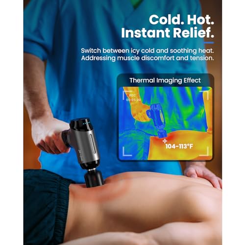 BOB AND BRAD T2 Pro Massage Gun with Heat and Cold, Deep Tissue Percussion Massager Gun for Pain Relief, Muscle Massager, ...