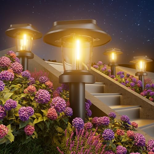 ALEPOD Solar Pathway Lights Outdoor - 8 Pack Solar Powered Garden Lights Waterproof IP65, Decor Landscape Lighting with Th...