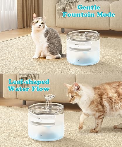 NPET WF100 Cat Foutain, 54oz/1.6L Automatic Pet Water Fountain Dog Water Dispenser with 2 Flow Modes, Bottom Suction LED L...