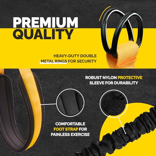 Pull Up Assistance Bands Set - 4 Heavy-Duty Pull Up Bands, Height Adjustable Strap & Comfortable Foot Strap - Stackable Pu...