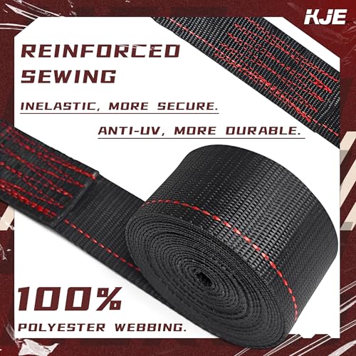 KJE E-Track Ratchet Straps, 4 Pack Black 2" x16' Heavy Duty Cargo Tie-Downs, 4500LBS Breaking Strength, Standard E Track F...