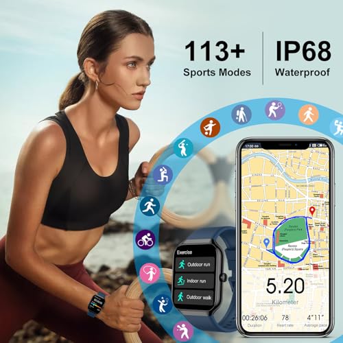 Smart Watch for Men Women (Answer/Make Call), 1.96"HD Smartwatch with Heart Rate/Sleep Monitor/Pedometer, 113+ Sports Fitn...