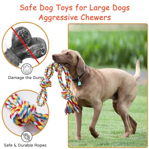 Aitmexcn Dog Rope Toys for Large and Medium Aggressive Chewers, 8 Pack Heavy Duty Dog Rope Toy for Large, Dental Cleaning ...