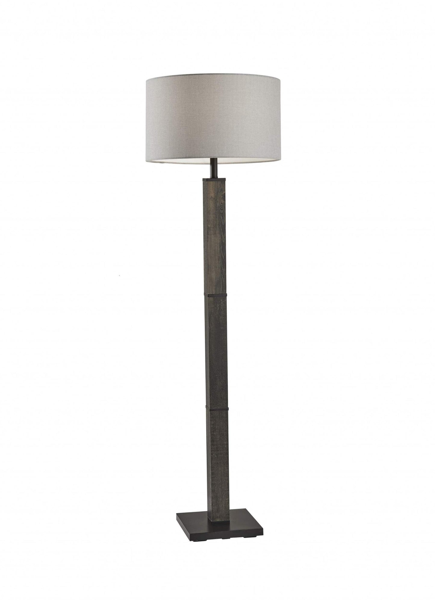 HomeRoots Traditional Floor Lamp 62in Metal Off-White Drum Shade