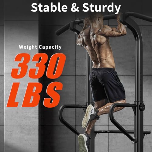 SogesHome Power Tower 11 Height Adjustable Pull Up Bar and Dip Station Multi-Function Strength Training Fitness Equipment ...