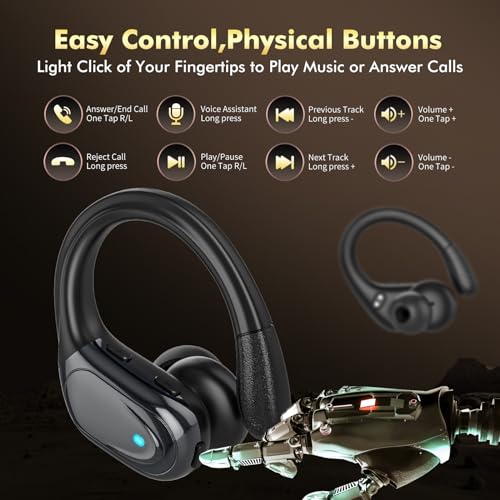 Wireless Earbuds Bluetooth Headphones 80hrs Playback Ear Buds Power Display with Noise Canceling Mic Headsets for Sports/W...