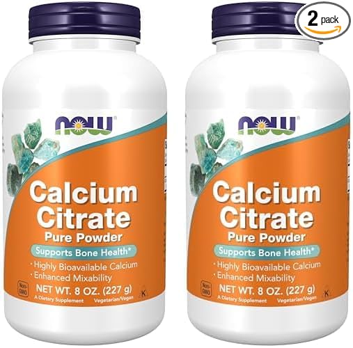 NOW Supplements, Calcium Citrate Powder, Highly Bioavailable Calcium, Supports Bone Health*, 8-Ounce (Pack of 2)