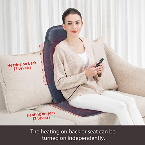 Snailax Massage Seat Cushion with Heat - Extra Memory Foam Support Pad in Neck and Lumbar,10 Vibration Massage Motors, 2 H...