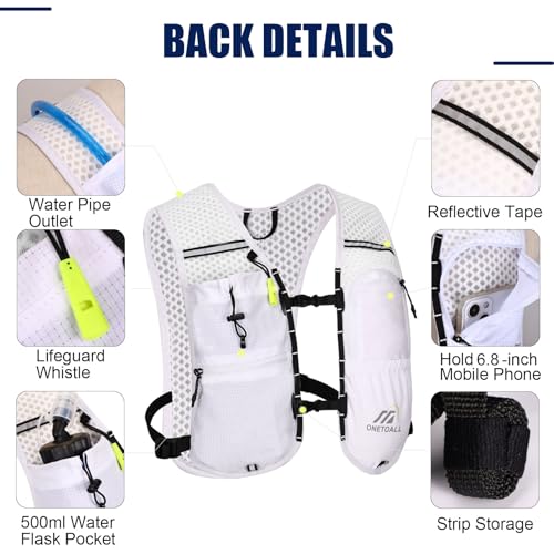 ONETOALL Running Vest for Women & Men, 6L Hydration Backpack with 2L Water Bladder, Lightweight Water Backpack for Trail R...