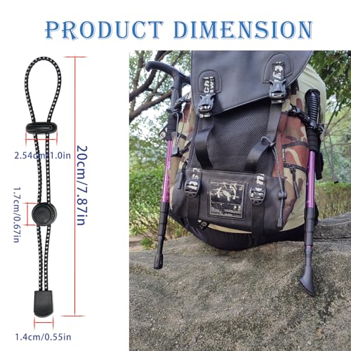 Backpack Hiking Stick Holder Straps, Elastic Lanyard Cord Rope for Walking Pole Fixing Buckle Adjustable Trekking Poles fo...