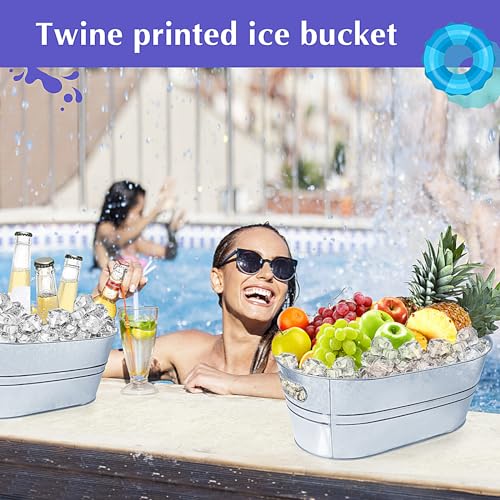 4 Gallon Ice Buckets for Parties, IKAYAS Galvanized Metal Ice Bucket Ice Tub with Scoop for Cocktail Bar Mimosa Bar Suppli...