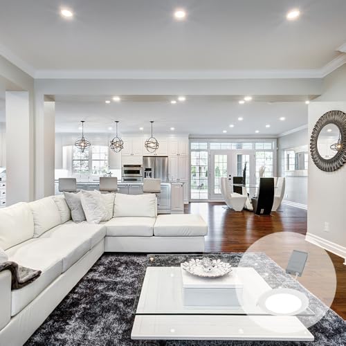 Juno Led Recessed Lights 6 Inch Round Wafer Downlight  5-In-1 Switchable White Color Temperature  120 Volts  6-Inch Ultra-Thin Flat Trim  Matte White  4-Pack (Wf6 Sww5 90Cri Mw Cp4 M2)