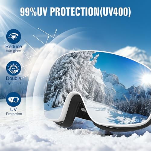 suoso Ski Goggles for Men and Women, Anti Fog Snow/Snowboard Goggles for Youth Adult UV400 Protection
