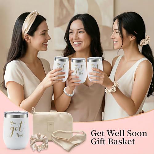 15pcs Get Well Soon Gifts Basket for Women - After Surgery, Self Care Gifts Package with Cozy Blanket, Socks, Spa Set, Car...